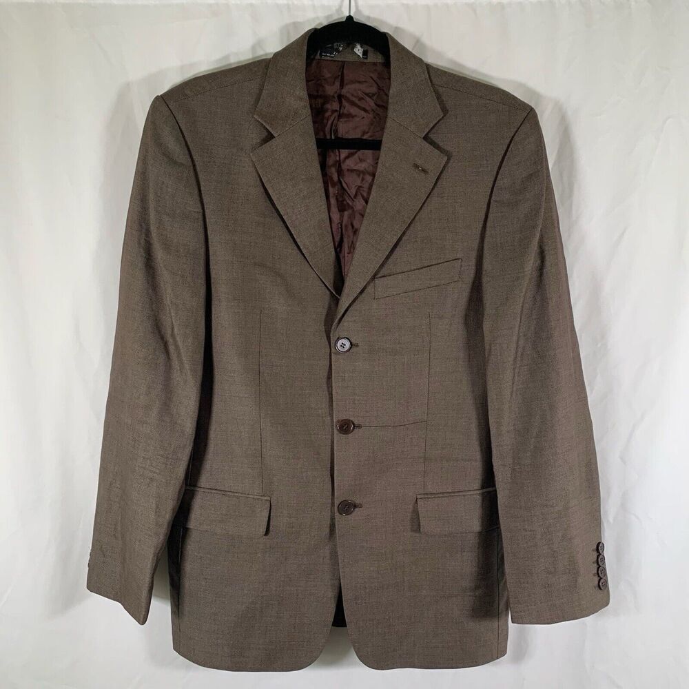Zara Man Blazer Men's 38 Brown Wool Silk 3 Button Inside Pockets Office Formal